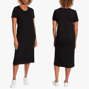 NWT Jessica Simpson Solid Black T Shirt Midi Dress Womens Size Large